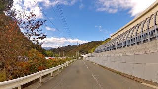 【道志みちから都留へ その2】秋の山梨・神奈川県道35号【四日市場上野原線】紅葉とリニア車両基地 Red leaves and railyard of linear motor