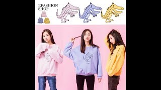 繡恐龍刷毛大學T-eFashion 預【J15598280】