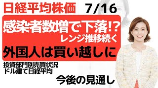 【日経平均チャート分析(7/16)】上値抵抗線に跳ね返されて下落しました。外国人投資家の動きを見ながら今後の戦略を考えてみました。　 #日経平均 #チャート #株 #ドル円