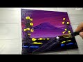 mountain view in the moonlight penting with easy steps painting for beginners acrylic painting