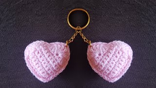 Valentines Day Special HEART ❤️ shape crochet keychain/ Easy Heart ❤️shape crochet keychain Tutorial