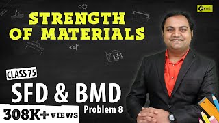 SFD and BMD - Problem 8 - Shear Force and Bending Moment Diagram - Strength of Materials