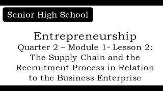Entrepreneurship | Module 1: Lesson 2 | The Supply Chain and the Recruitment Process