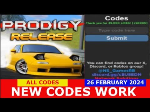 *NEW CODES* [UPD] Prodigy Drift ROBLOX ALL CODES FEBRUARY 26, 2024