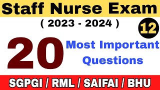 AIIMS NORCET NURSING OFFICER QUESTION PAPER 2023 | SGPGI SAIFAI STAFF NURSE Exam Preparation 2023#12