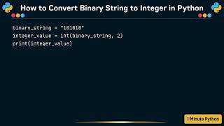 How to Convert Binary String to Integer in Python