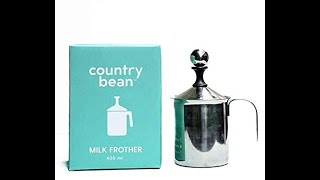 Country Bean Stainless Steel Milk Frother, Coffee Foam Maker, Double Froth Pump