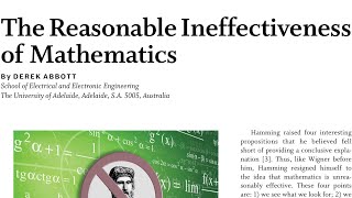 Article Review ⇢ The Reasonable Ineffectiveness of Mathematics - Derek Abbott