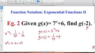 Function Notation Exponential Functions II