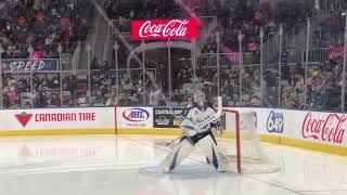 Manitoba Moose goalie dance. Eric Comrie.