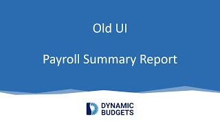 Payroll Summary Report Old UI