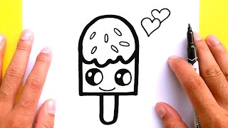 How to draw cute Ice cream for Valentine's Day, Draw cute things