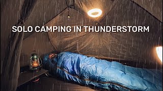 SOLO CAMPING - CAMPING WITH THUNDERSTORM OVERNIGHT - ASMR - SMALL TENT IN FOREST