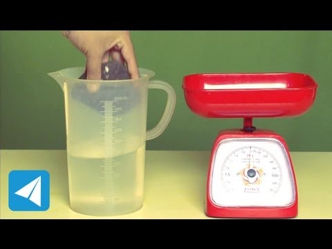 How is the density of solid insoluble in water determined?