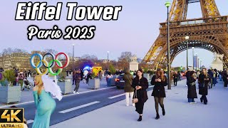 Paris Nights Under the Eiffel Tower 2025 4K 🌆 Walking tour around Eiffel Tower