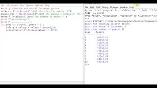salary schedule and annual increase python