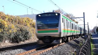 高崎線E233系＋E231系とE231系＋E233系のすれ違い