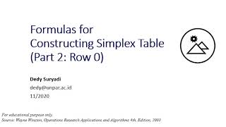 Week9.6 Constructing Simplex Table (Row 0)