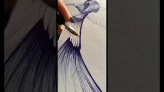 Steps for drawing with a dry ink pen #shorts