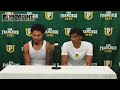 mbb usf vs. cal poly postgame w malik thomas and tyrone riley iv