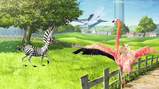 Funny animal sounds Flamingo, Crane, Hamster, Zebra