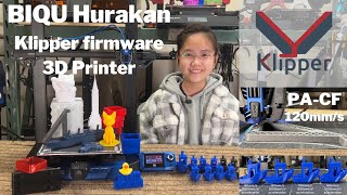 Klipper firmware BIQU Hurakan 3D Printer, speed test, Input shaper & pressure advance tuning 180mm/s