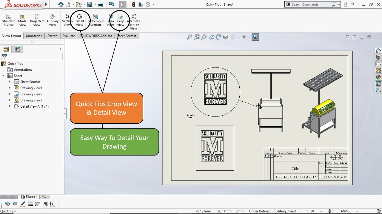 Quick Tips - Crop View & Detail View In Solidworks - YouTube