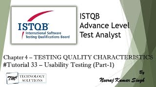 ISTQB Advance Test Analyst | 4.2.5 Usability Testing (Part-1) | ISTQB Tutorials