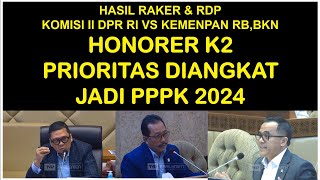 HASIL RAKER KOMISI II DPR RI VS MENPANRB/BKN : TENAGA HONORER K2 PRIORITAS DIANGKAT JADI PPPK 2024