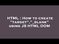 HTML : How to create
