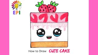 HOW TO DRAW CUTE CHEESECAKE - EASY PAINTING IDEA