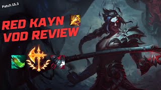 How to Punish Enemy Junglers \u0026 Snowball as Red Kayn – Patch 15.3 (LoL VOD Review 25.S1.3)