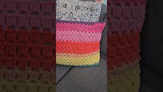 Crochet Scrap Yarn Pillow Cover #crochet #yarnlove #relaxing #yarnart #art #diy #yarnover #asmr