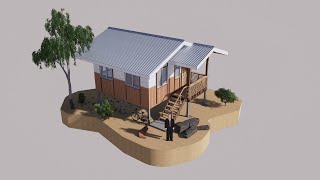 wooden  house EP.45 gable roof with 2 bedroom 1 toilet