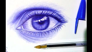 Easy Way To Draw A Realistic Eye For Beginners Step by Step with ballpoint pen /how to draw