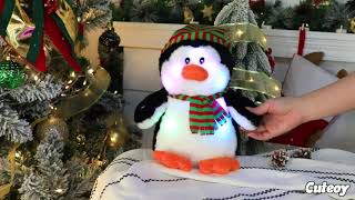 Cuteoy Musical LED Penguin Stuffed Animals Perky Plush Christmas Toys