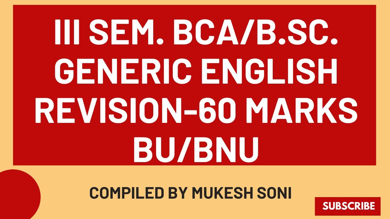 3-BCA/B.SC.:GENERIC ENGLISH-EXAM REVISION-BU/BNU - YouTube