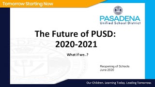 Parent Forum: The Future of PUSD 2020-2021