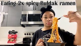 NUCLEAR FIRE Noodle Challenge | Samyang x2 Spicy Ramen Mukbang