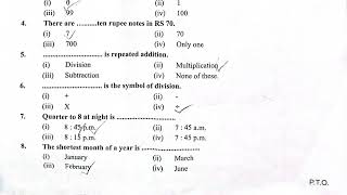 Dav public school half yearly maths  questions paper class 3 (2023-2024)