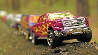 Cars in the Forest Transported by Dump Truck Toy