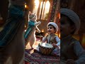 a joyful arabian kid playing a drum 🐱👶 cat cartoon dancing arabic shortfeed shorts