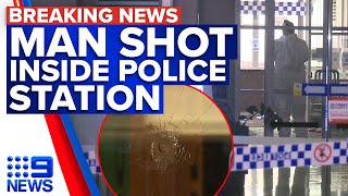 Man shot dead inside Sydney police station | 9 News Australia