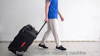 Trolley Case 100w 200w 300w pulse Mopa laser cleaning Machine backpack laser cleaner