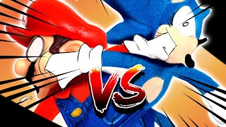 Movie Sonic Vs Movie Mario - Sonic Plush Smackdown