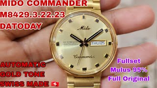 SOLD MIDO COMMANDER DATODAY M8429.3.22.23 AUTOMATIC GOLD TONE FULLSET ORIGINAL FOLLOW IG Lakonewatch