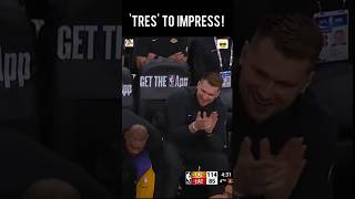 With Laker Luka Doncic watching nearby, Bronny FINALLY made his 1st NBA 3-pointer @1-1 FG😎 #reaction