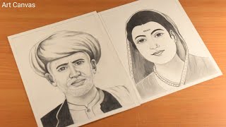 Jyotirao Phule Drawing With Pencil Sketch Step by step / Jyotirao Phule drawing