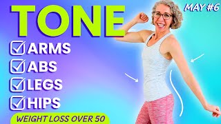 Knee-friendly No Equipment Toning Workout For Women Over 50 👒 May 6