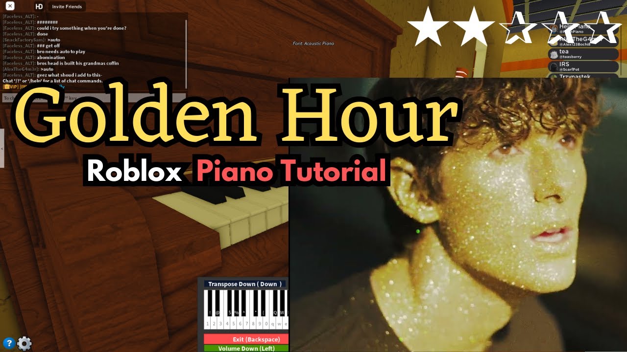 Jvke Golden Hour Easy Roblox Piano Tutorial Sheets In Description